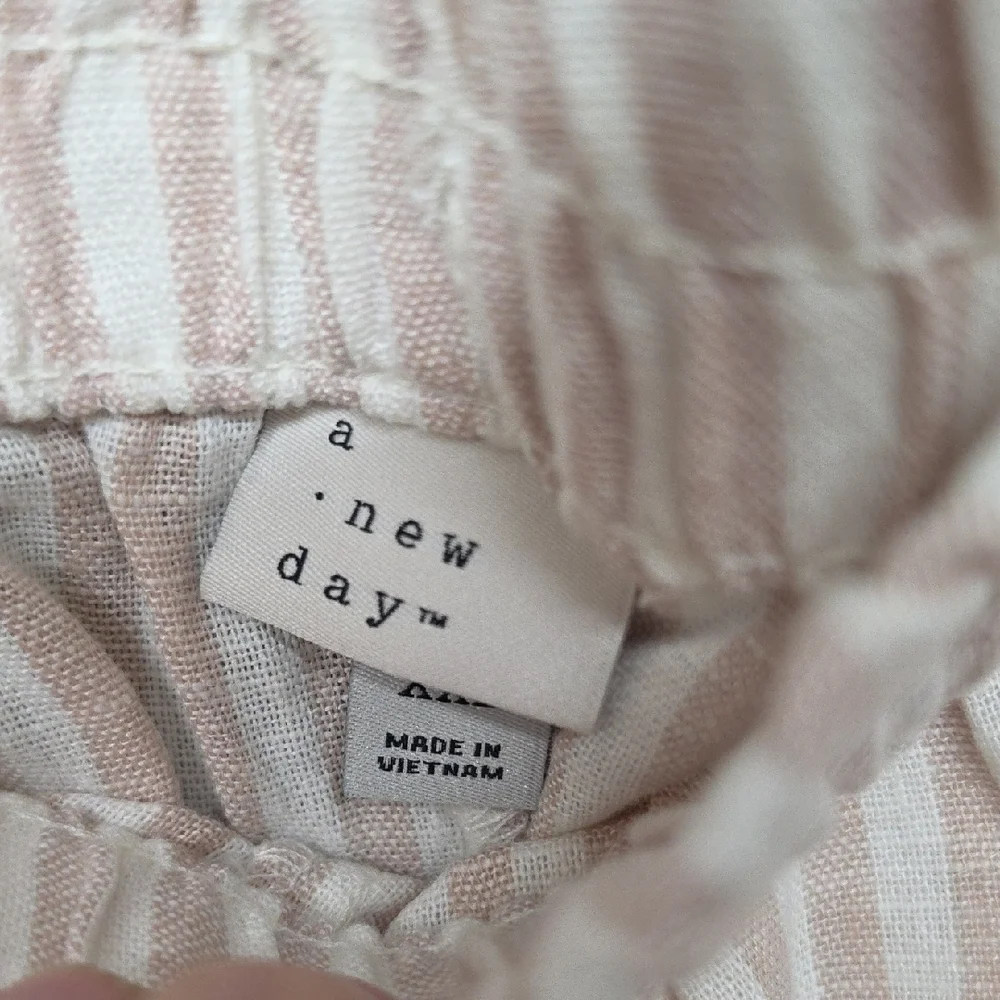 a new day Blush and White Striped Pull-On Linen Pants sz XXL